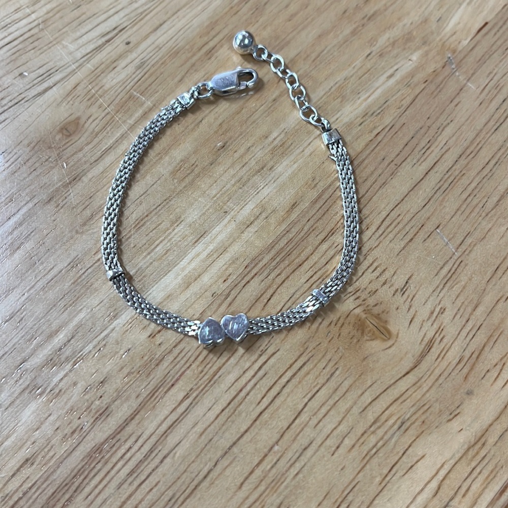 Silver Sliding Hearts Bracelet